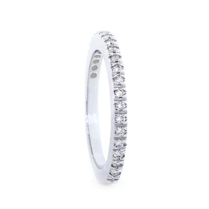 Diamond Wedding Band set Halfway, 0.19CT in 14K White Gold