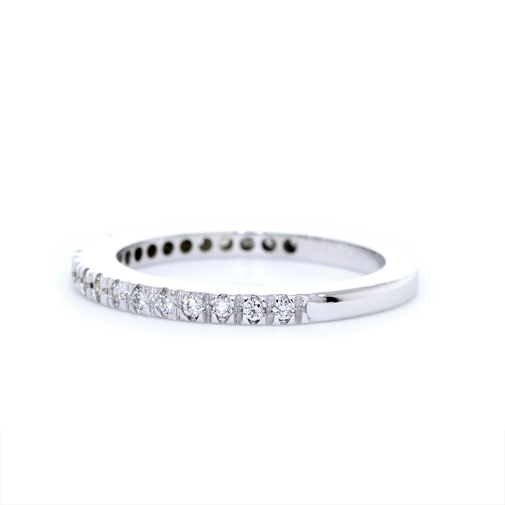 Diamond Wedding Band set Halfway, 0.19CT in 14K White Gold
