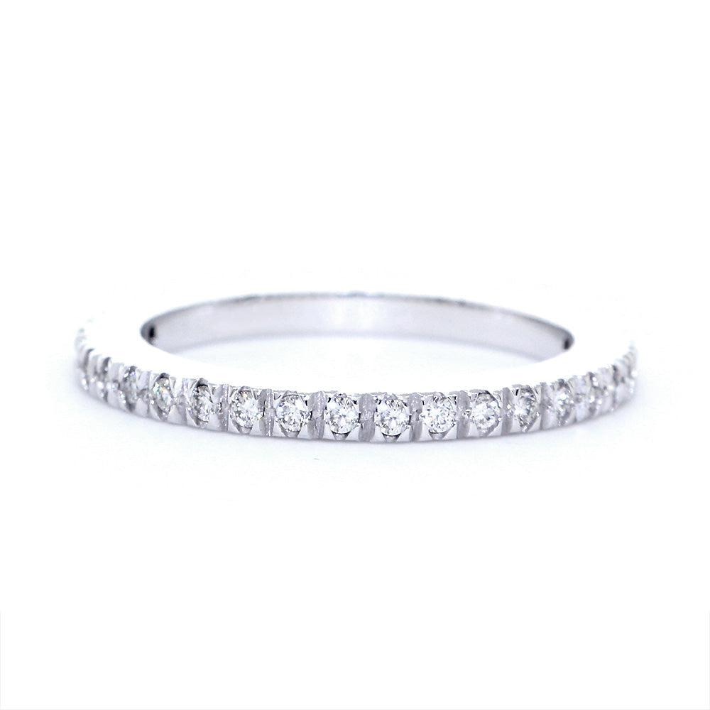 Diamond Wedding Band set Halfway, 0.19CT in 14K White Gold