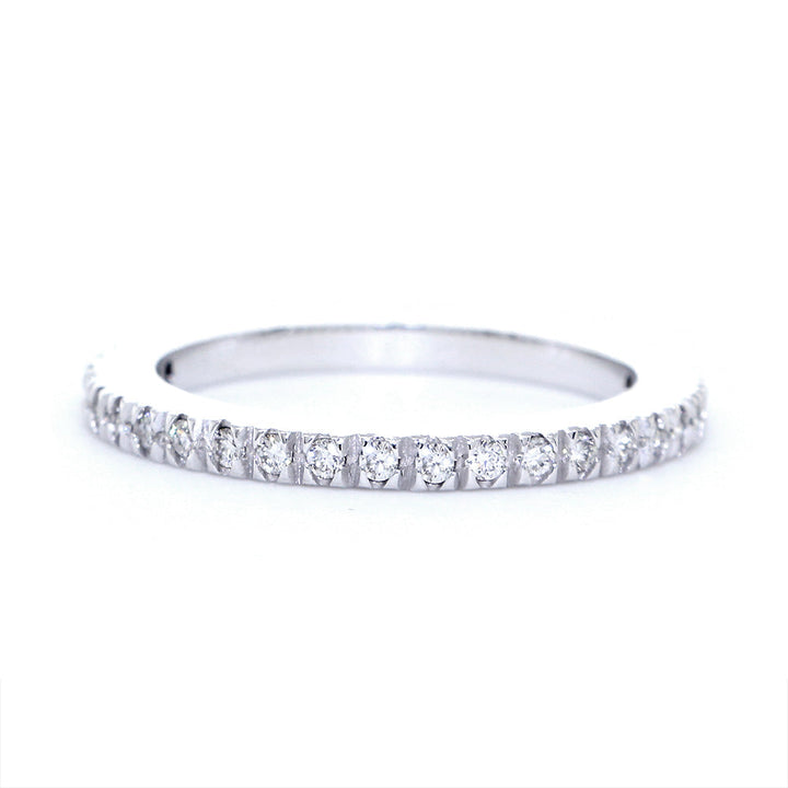 Diamond Wedding Band set Halfway, 0.19CT in 14K White Gold