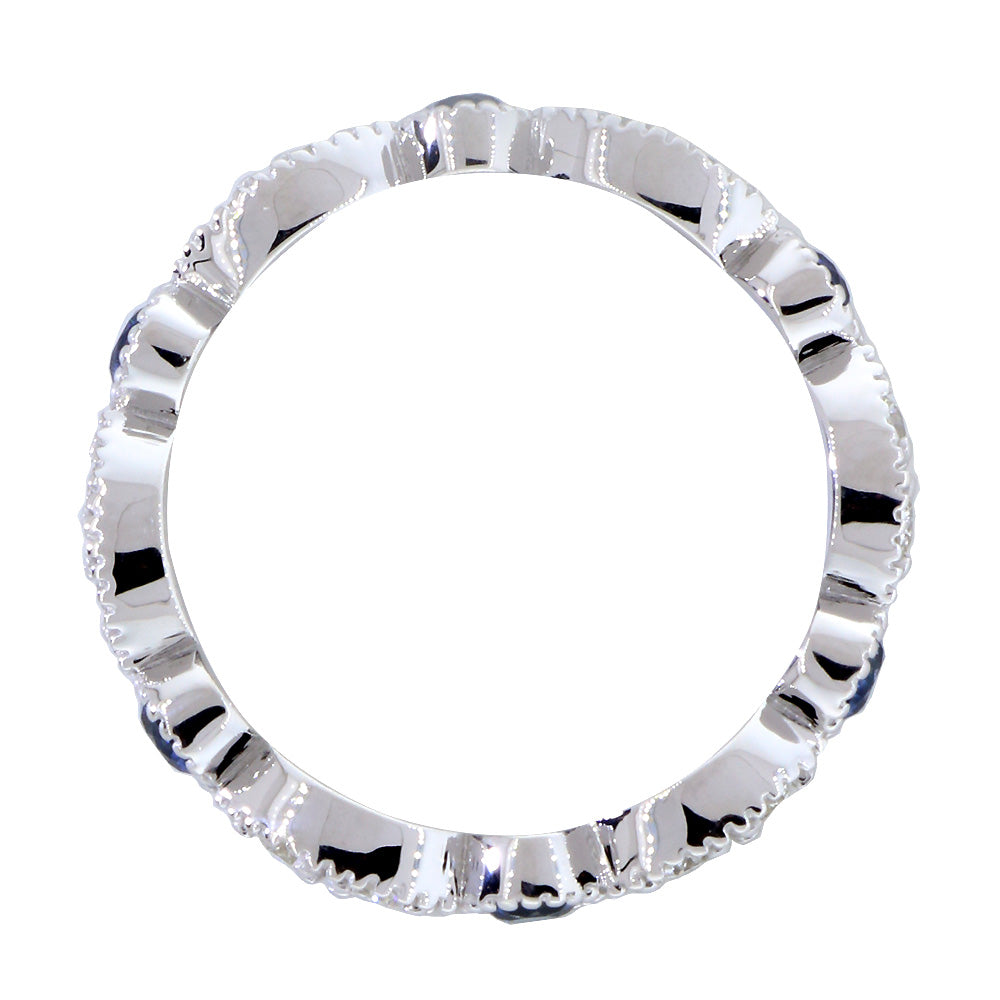 Eternity Band with Round Blue Sapphires and Diamonds, 1.1CT Total in 14K White Gold