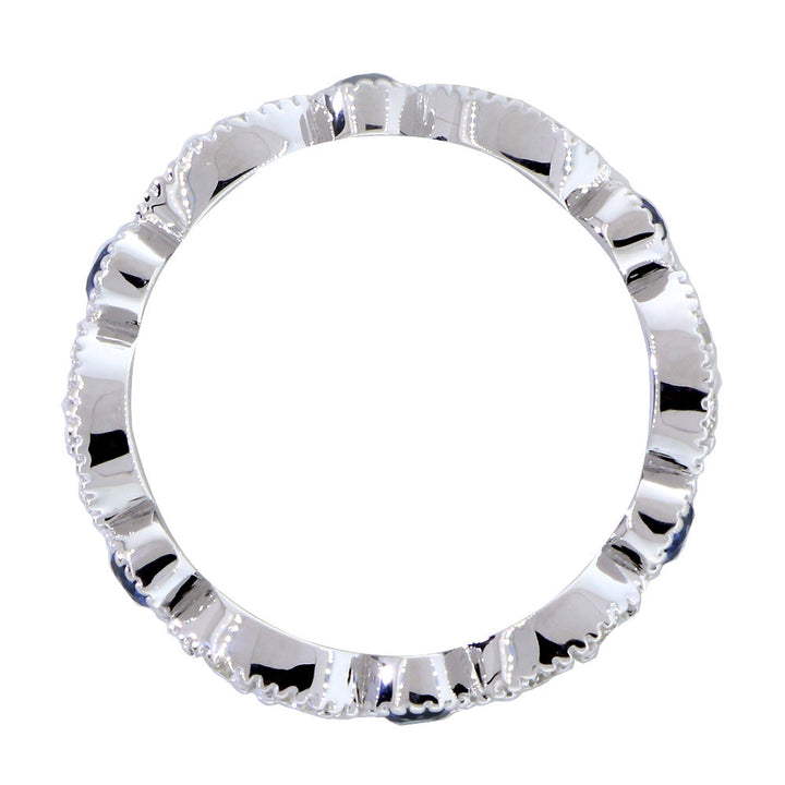 Eternity Band with Round Blue Sapphires and Diamonds, 1.1CT Total in 14K White Gold
