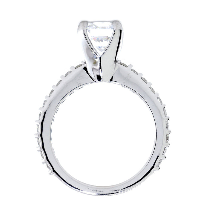 Engagement Ring Setting for a 1.5CT Round Center, 0.60CT Total Diamond Sides in 14k White Gold