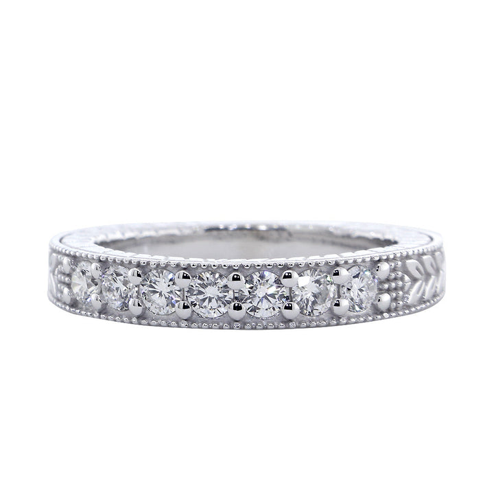 Vintage Style Diamond Wedding Band, 0.45CT in 14K White Gold