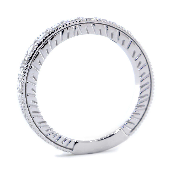 Vintage Style Diamond Wedding Band, 0.45CT in 14K White Gold