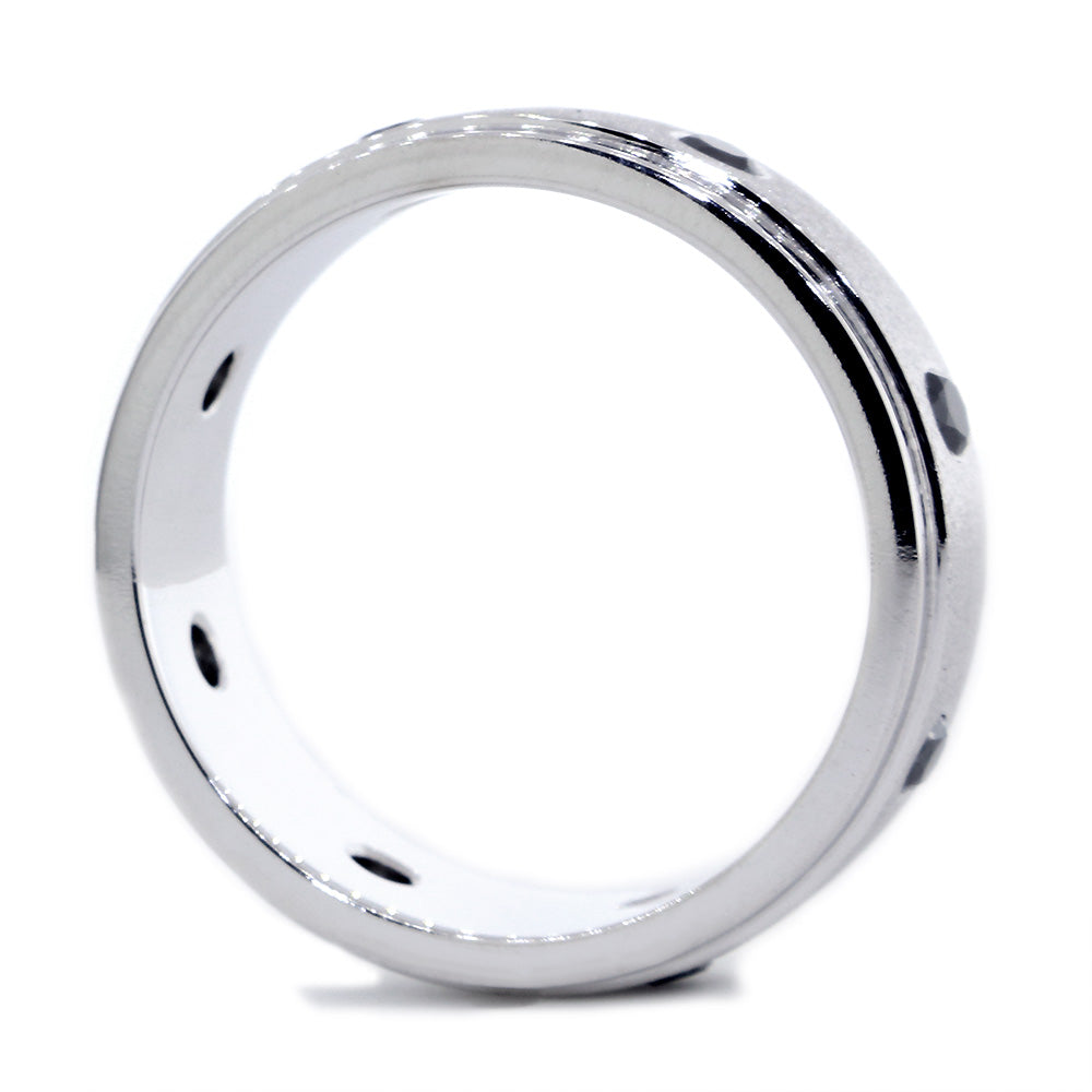 Mens Black Diamond Ring, 8 Diamonds, 0.40CT in 14k White Gold