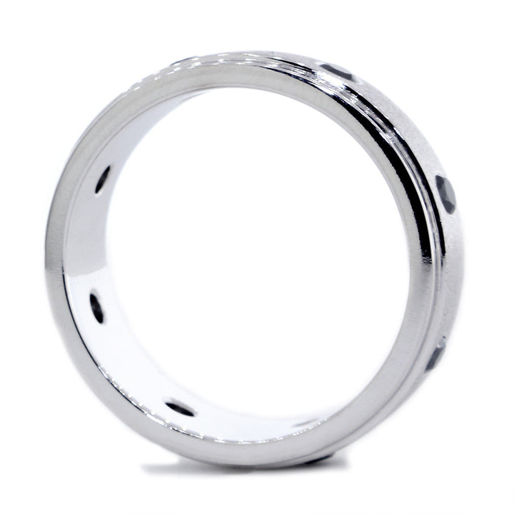Mens Black Diamond Ring, 8 Diamonds, 0.40CT in 14k White Gold