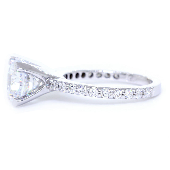 Engagement Ring Setting for a 2.5CT Round Diamond Center, 0.60CT Total Sides in 14k White Gold