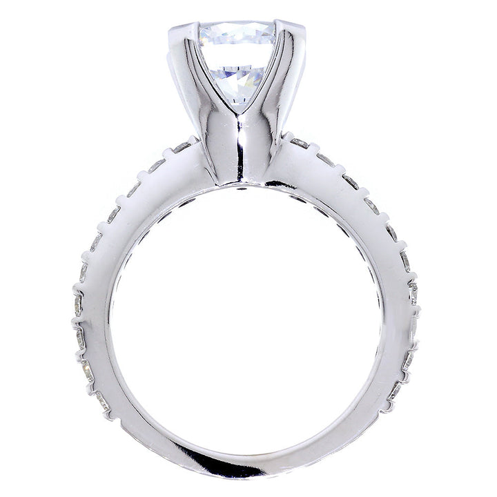Engagement Ring Setting for a 2.5CT Round Diamond Center, 0.60CT Total Sides in 14k White Gold