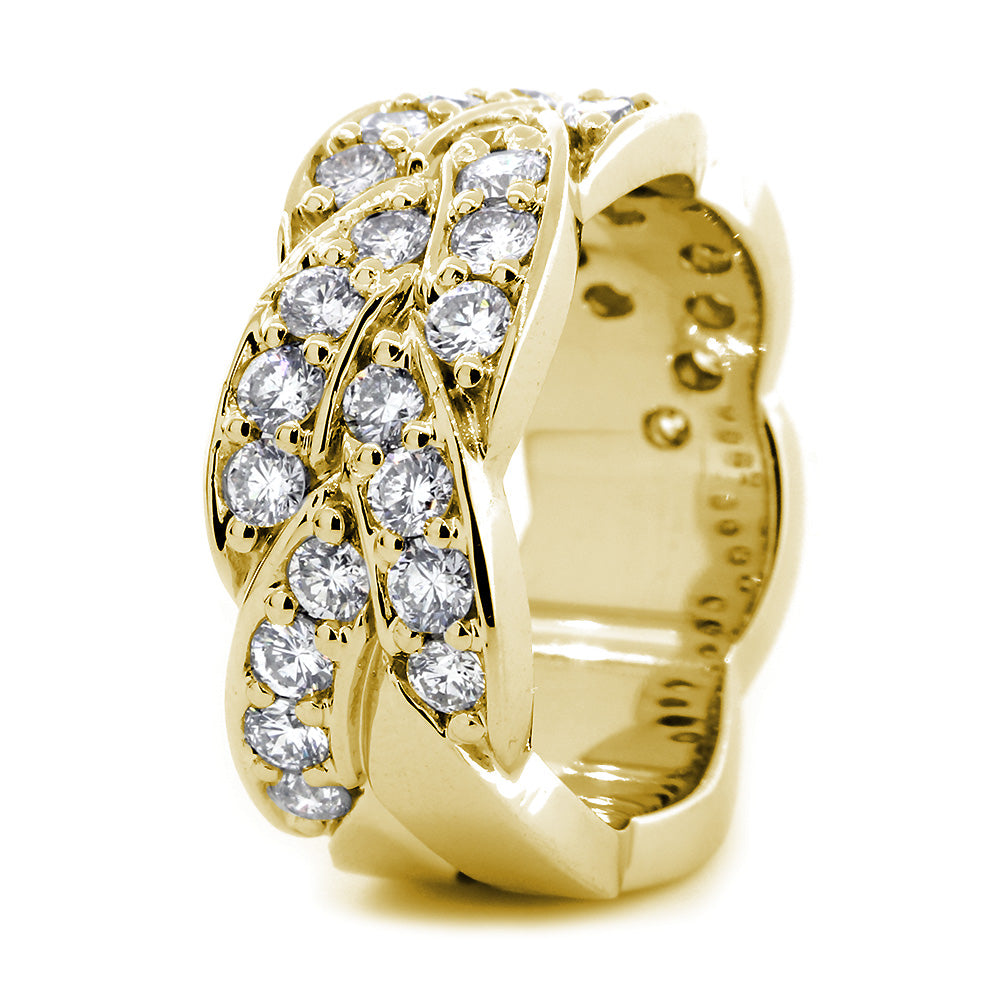 Braided Design Diamond Band, 1.65CT in 14K Yellow Gold