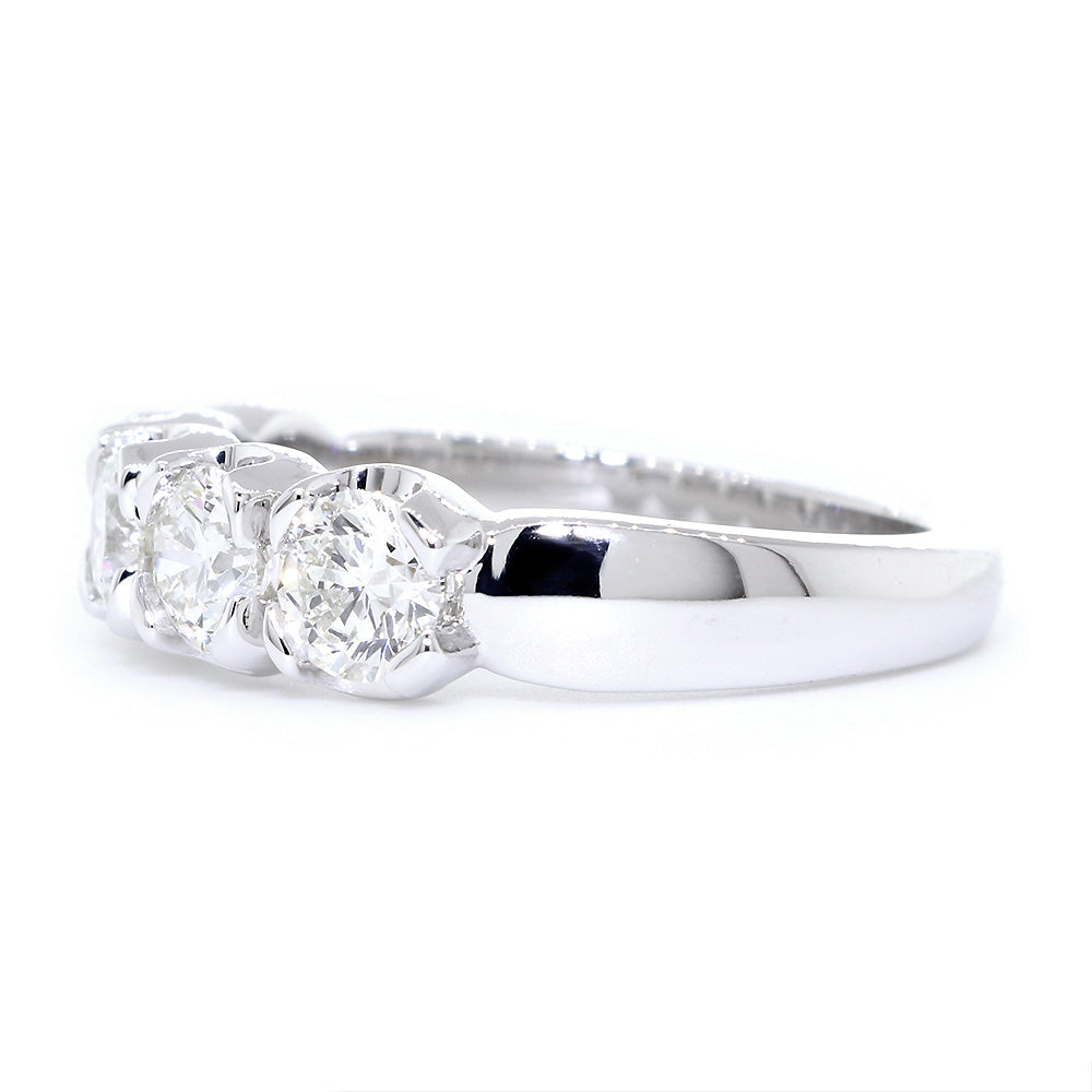 GIA Certified Diamond Wedding Band, 1.50CT Total Sides in 14k White Gold
