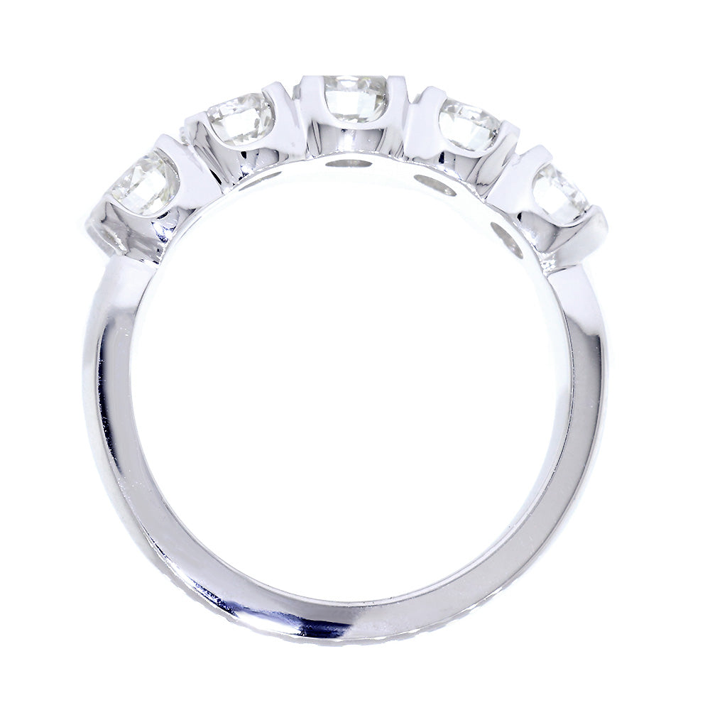 GIA Certified Diamond Wedding Band, 1.50CT Total Sides in 14k White Gold