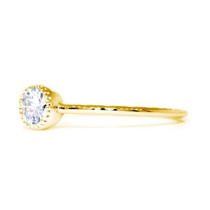 Bezel Style Ladies Ring, Single Round Diamond, 0.22CT in 14K Yellow Gold