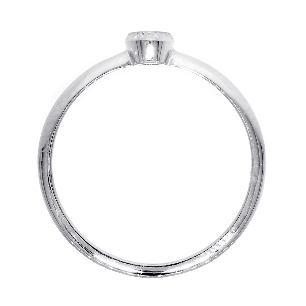 Bezel Style Ladies Ring, Single Round Diamond, 0.13CT in 14K White Gold