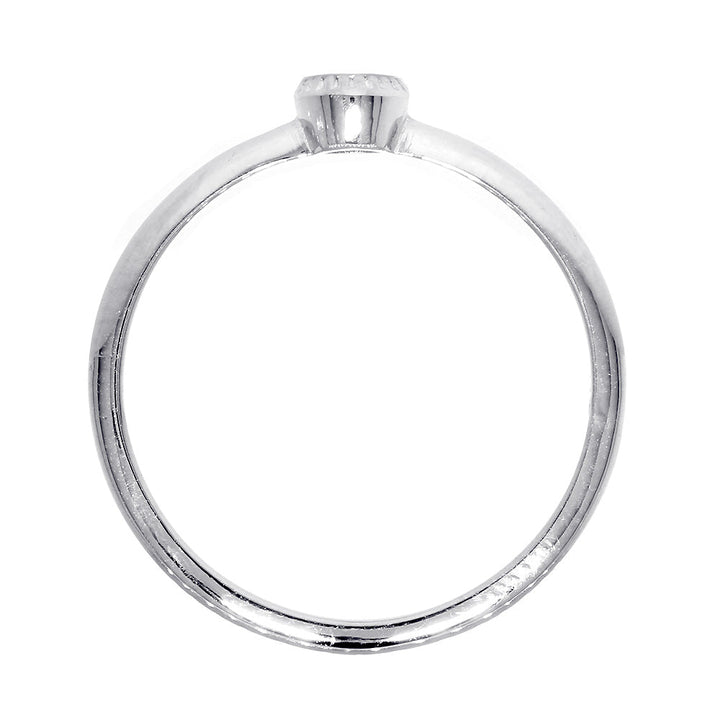 Bezel Style Ladies Ring, Single Round Diamond, 0.13CT in 14K White Gold
