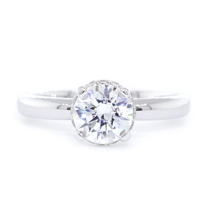 Under Halo Engagement Ring Setting for a Round Diamond, 0.12CT Total Sides in 14k White Gold