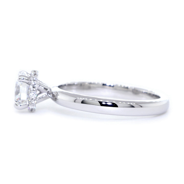 Under Halo Engagement Ring Setting for a Round Diamond, 0.12CT Total Sides in 14k White Gold