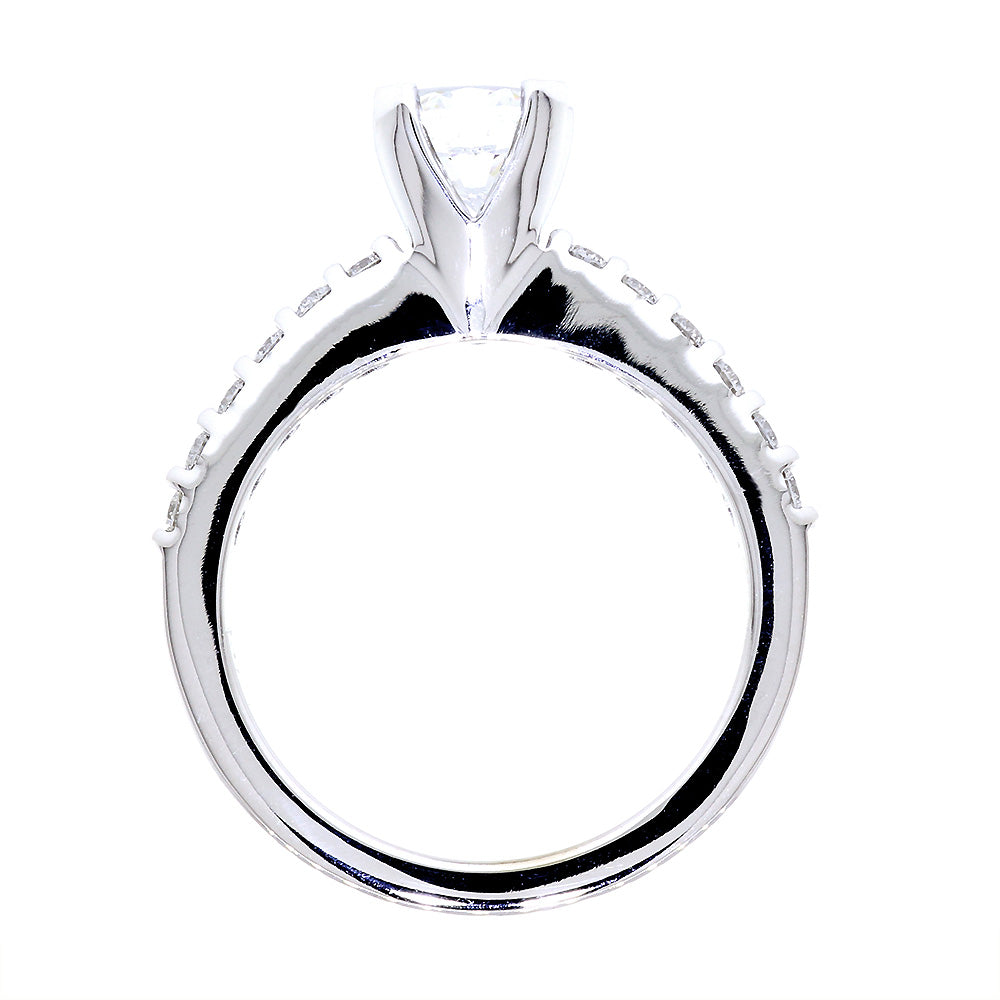 Engagement Ring Setting for a 1CT Round Diamond Center, 6.5mm, 0.36CT Total Sides in 14k White Gold