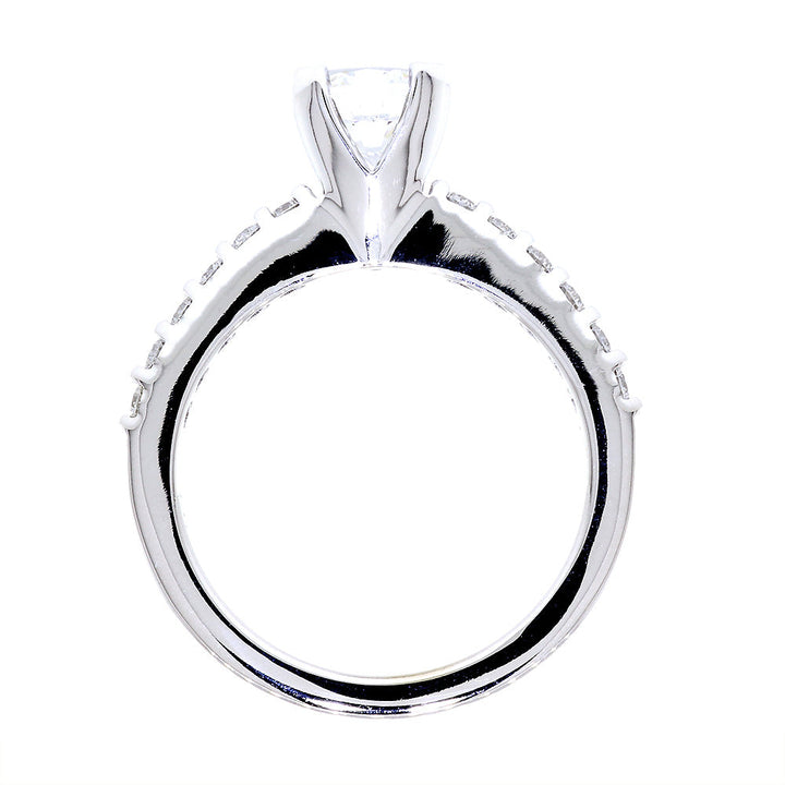 Engagement Ring Setting for a 1CT Round Diamond Center, 6.5mm, 0.36CT Total Sides in 14k White Gold