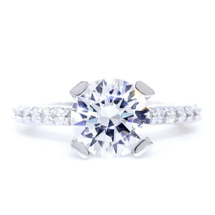Engagement Ring Setting for a 2.25CT Round Diamond Center, 0.50CT Total Sides in Platinum