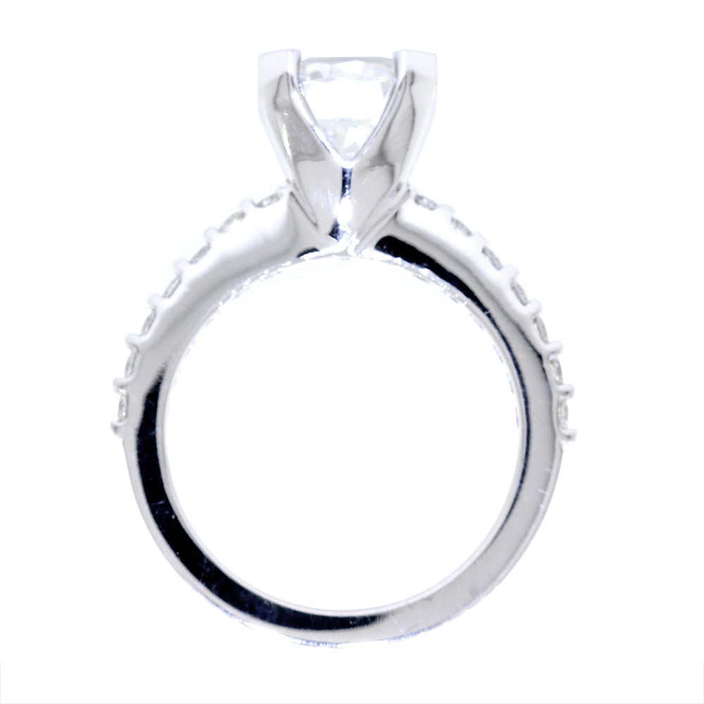 Engagement Ring Setting for a 2.25CT Round Diamond Center, 0.50CT Total Sides in Platinum