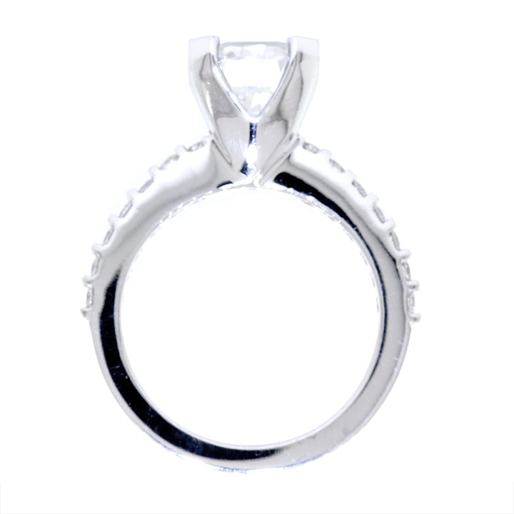 Engagement Ring Setting for a 2.25CT Round Diamond Center, 0.50CT Total Sides in Platinum