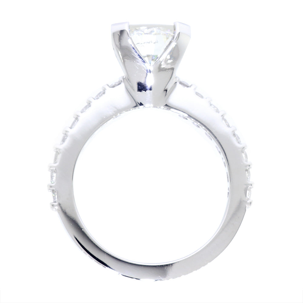 Engagement Ring Setting for a 2.25CT Round Diamond Center, 0.55CT Total Sides in Platinum