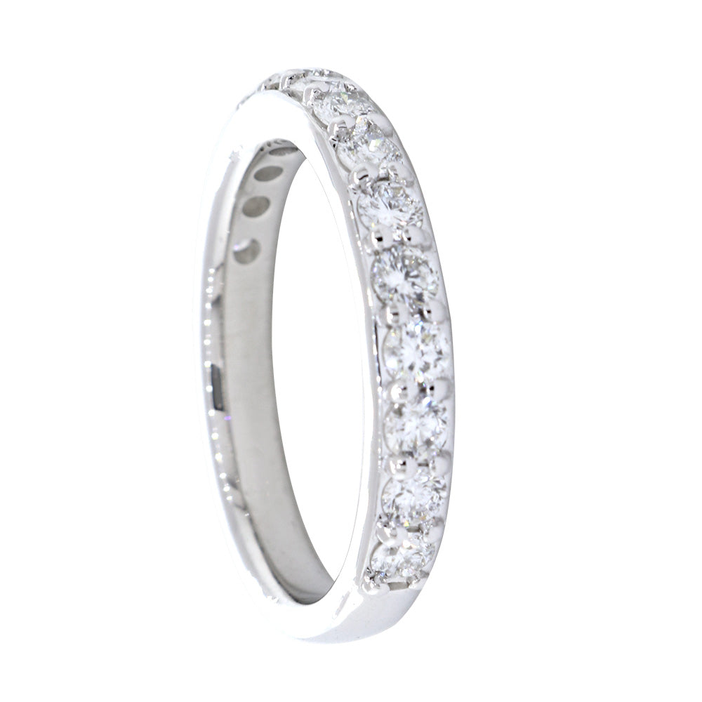 Diamond Wedding Band Set Halfway, 0.85CT in 14K White Gold