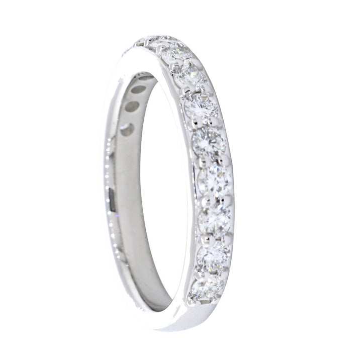 Diamond Wedding Band Set Halfway, 0.85CT in 14K White Gold