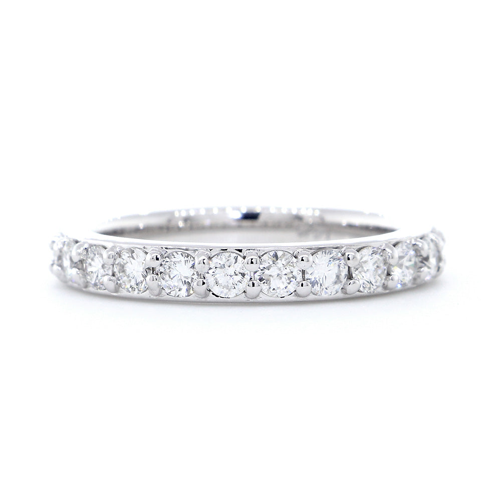 Diamond Wedding Band Set Halfway, 0.85CT in 14K White Gold