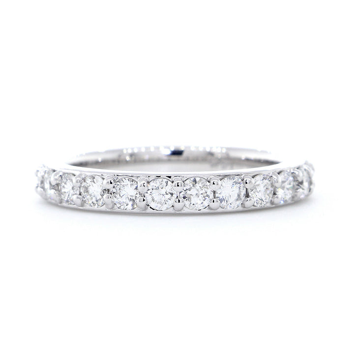 Diamond Wedding Band Set Halfway, 0.85CT in 14K White Gold