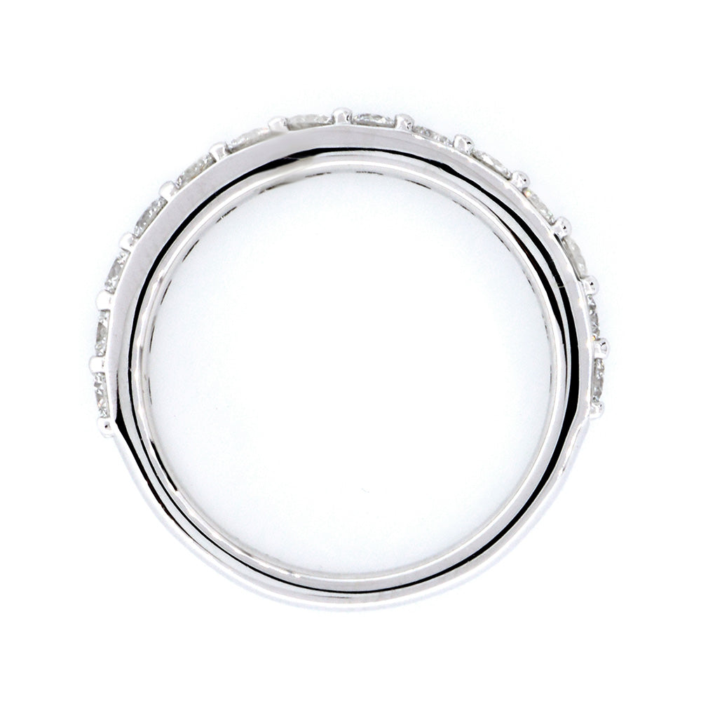 Diamond Wedding Band Set Halfway, 0.85CT in 14K White Gold