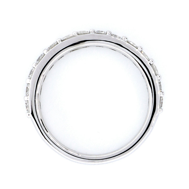 Diamond Wedding Band Set Halfway, 0.85CT in 14K White Gold