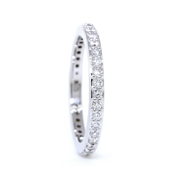 Diamond Wedding Band set Eternity, 0.52CT in 14K White Gold
