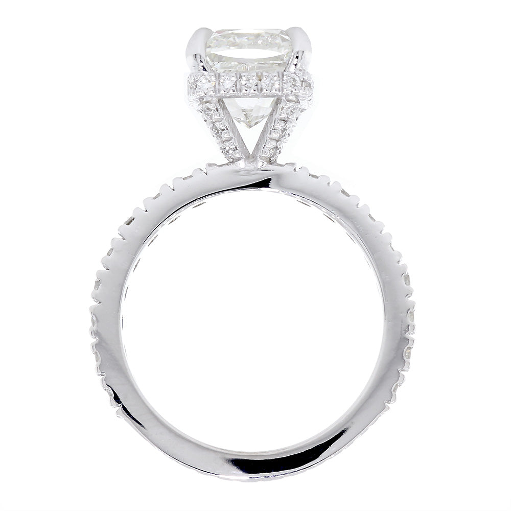 Under Halo for an 8.5mm Cushion Cut Center Diamond Engagement Ring Setting, 0.66CT Total Sides in 14k White Gold