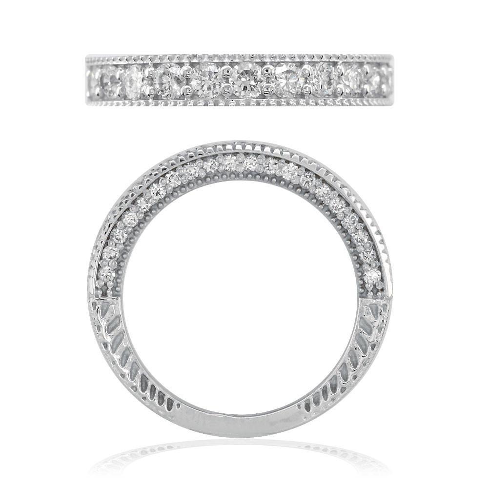 Round Diamonds Wedding Band, 1.15CT in 14k White Gold