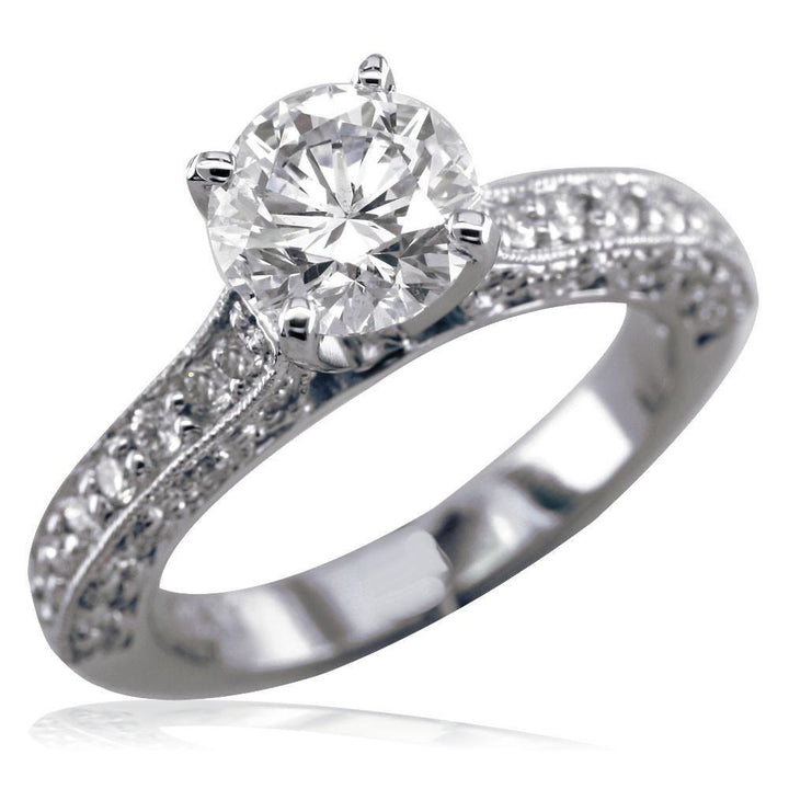 Diamond Engagement Ring Setting, 0.36CT Sides in 14k White Gold