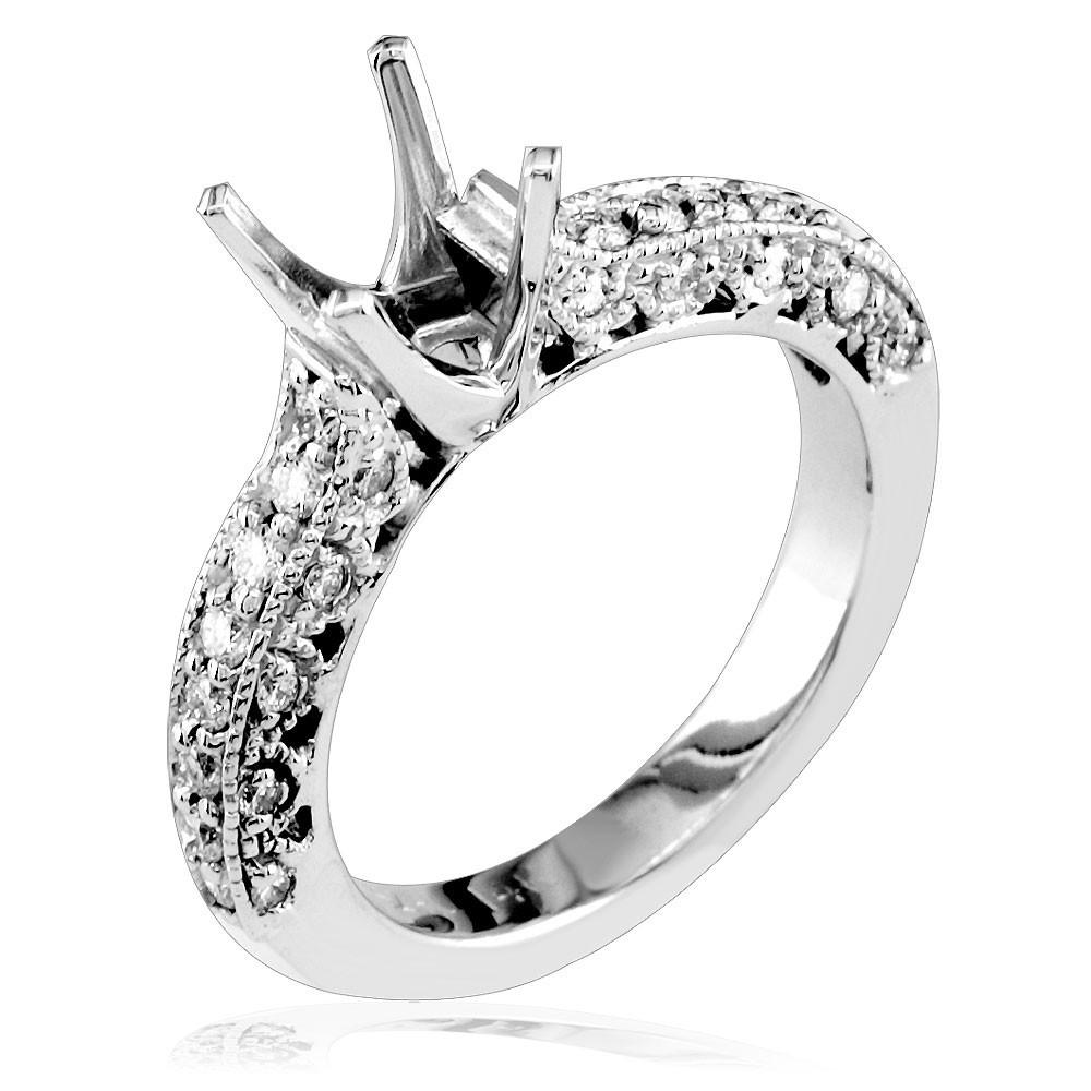 Diamond Engagement Ring Setting, 0.36CT Sides in 14k White Gold