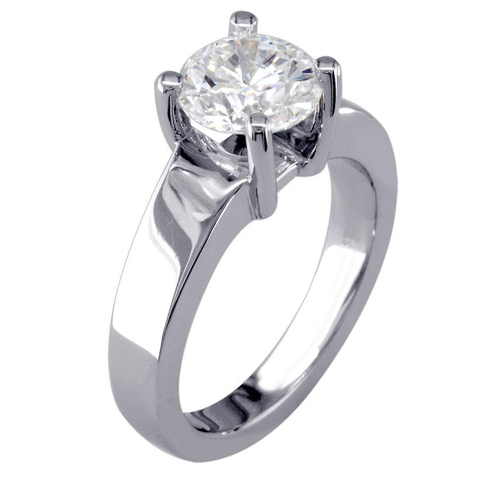 Classic Solitaire Engagement Ring Setting For a Round Diamond in 14K White Gold