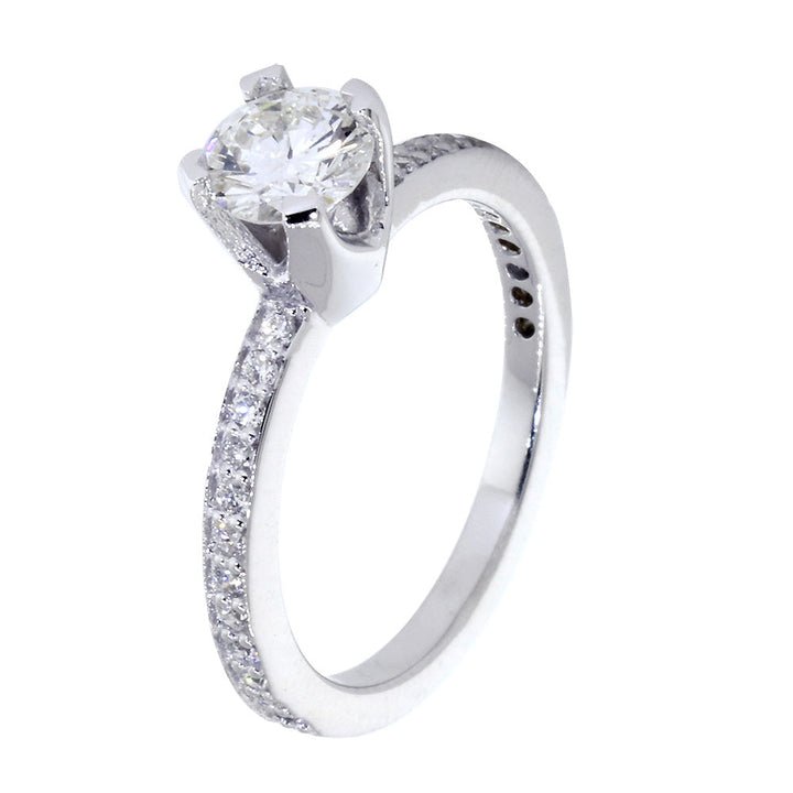 Diamond Engagement Ring Setting in 14K White Gold, 0.25CT Total Sides