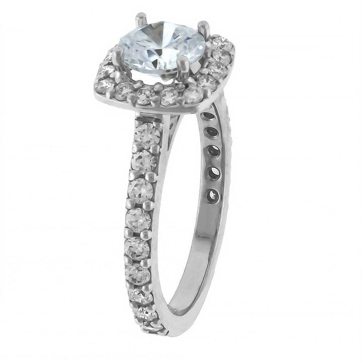 Cushion Halo Round Diamond Engagement Ring Setting in 14K White Gold, 1.00CT Sides