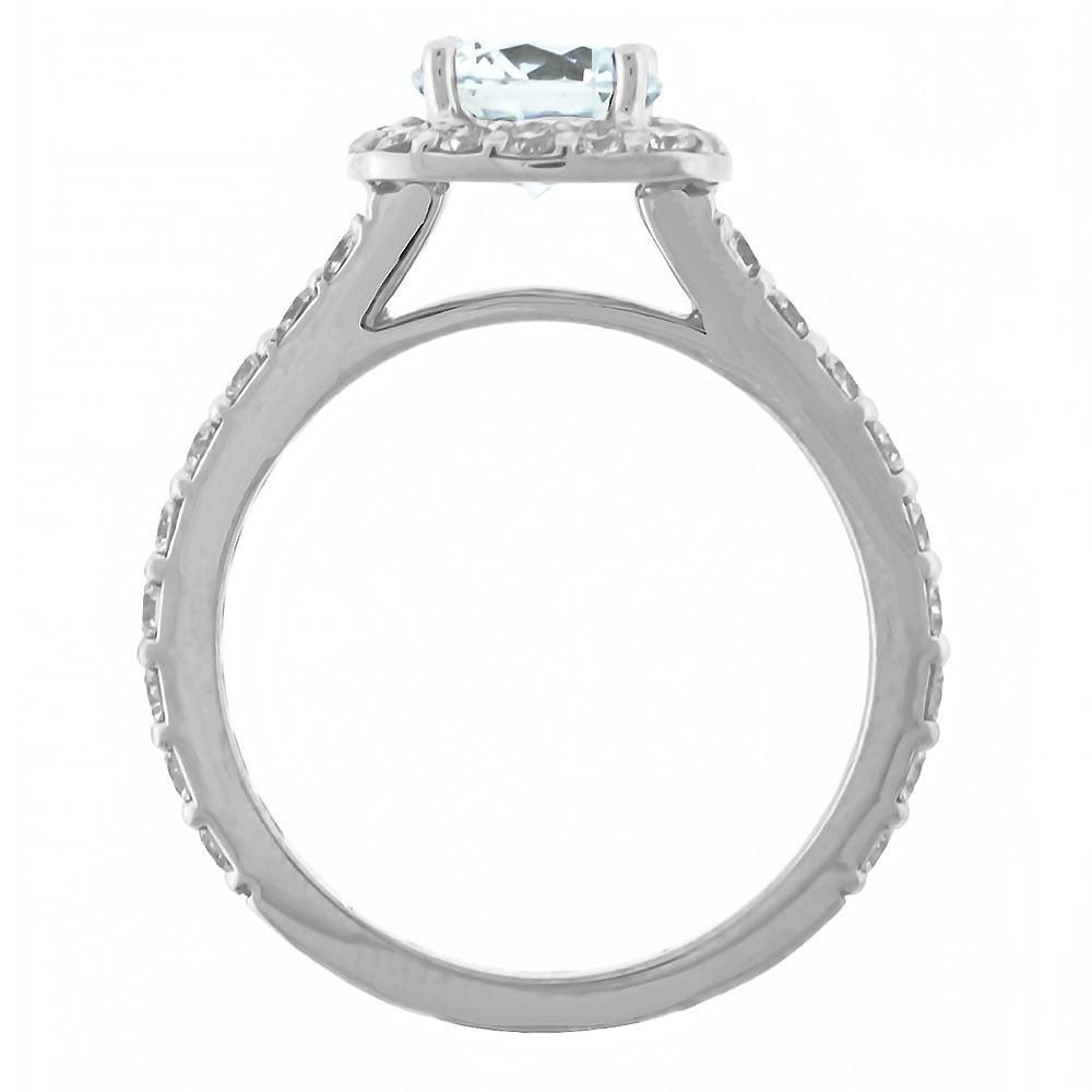 Cushion Halo Round Diamond Engagement Ring Setting in 14K White Gold, 1.00CT Sides