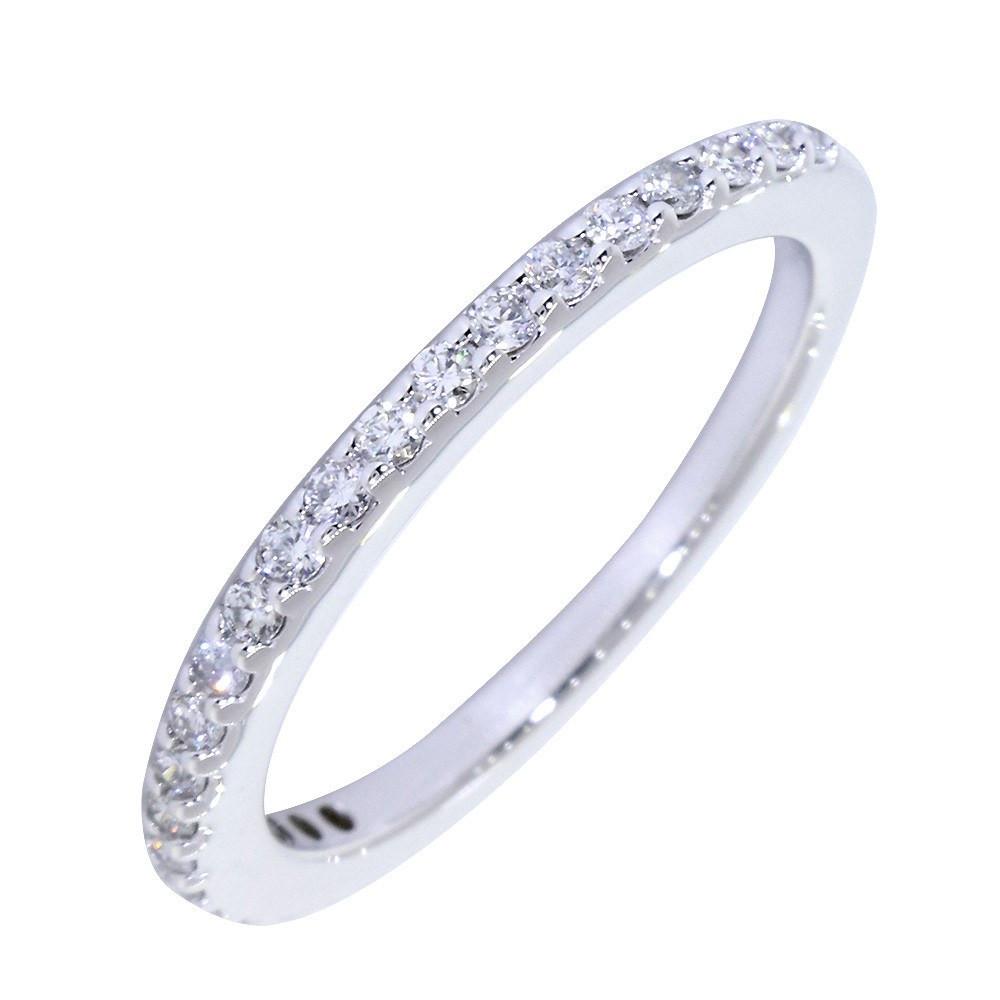 Thin Diamond Wedding Band, Diamonds Halfway, 0.25CT Total in 14k White Gold