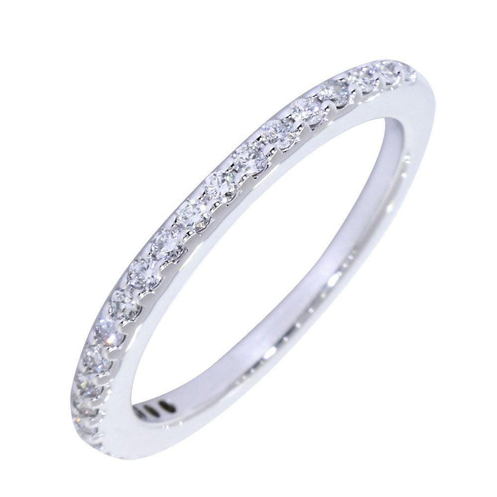 Thin Diamond Wedding Band, Diamonds Halfway, 0.25CT Total in 14k White Gold