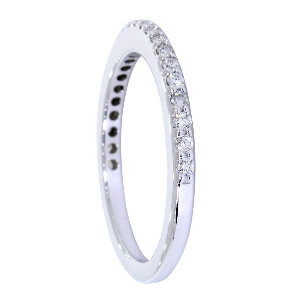 Thin Diamond Wedding Band, Diamonds Halfway, 0.25CT Total in 14k White Gold