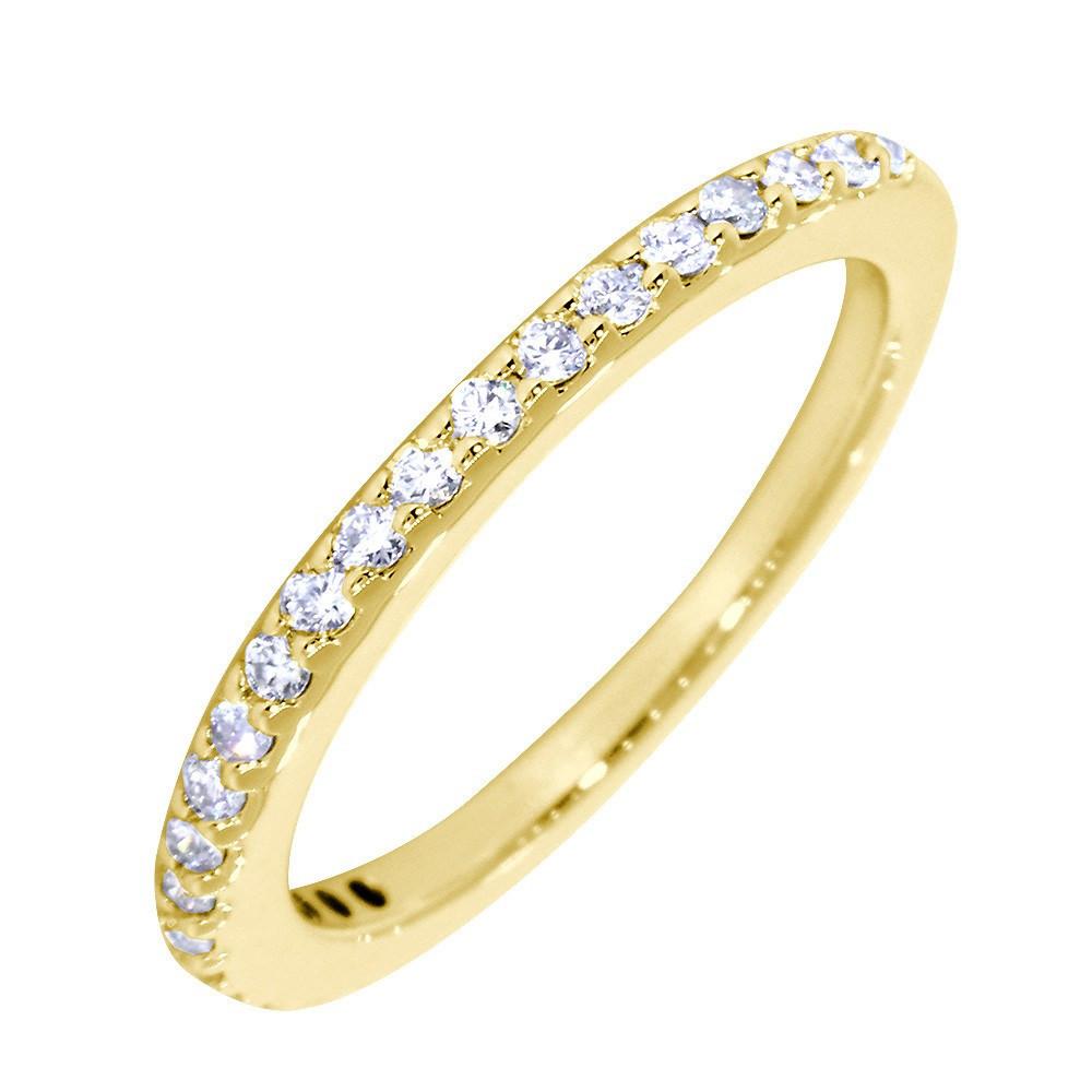 Thin Diamond Wedding Band, Diamonds Halfway, 0.25CT Total in 14k Yellow Gold