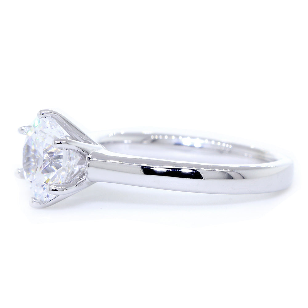 Solitaire Engagement Ring, 6 Prong Crown Setting in 14K White Gold