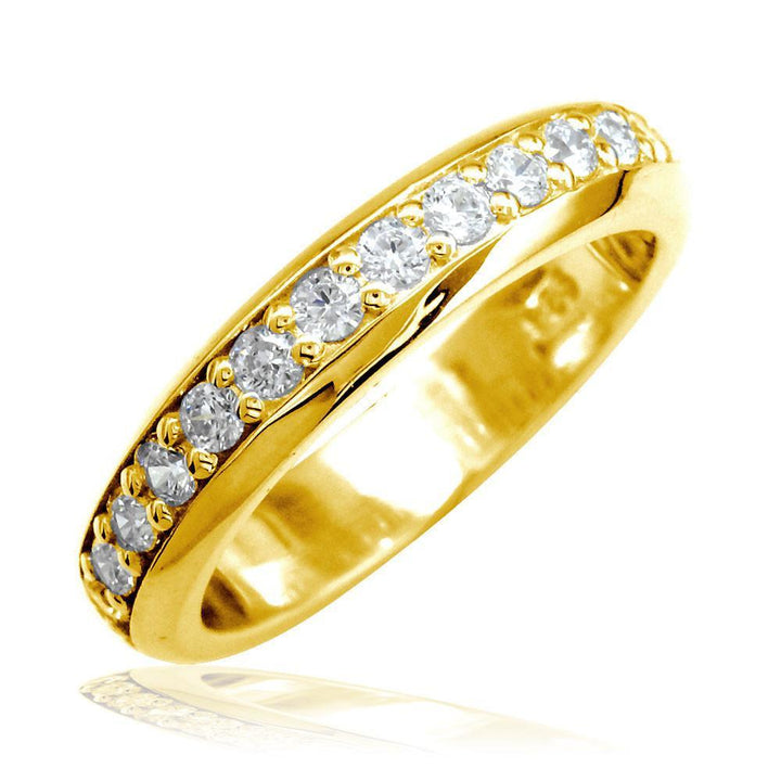 Domed Wedding Band Set with Diamonds Halfway, 0.50CT in 14k Yellow Gold