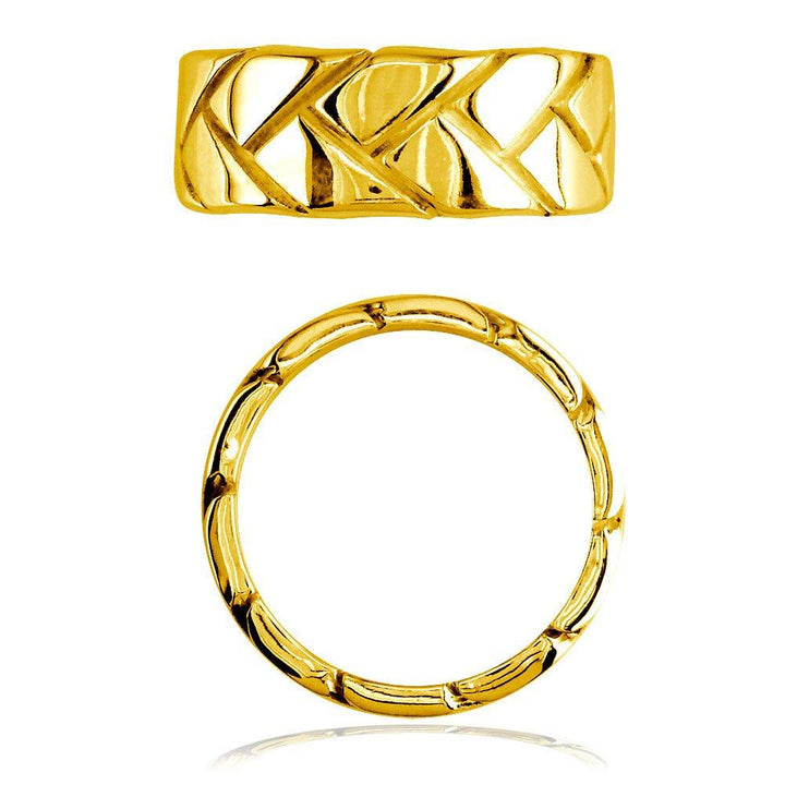 Mens Woven Wedding Band, 9mm in 14k Yellow Gold