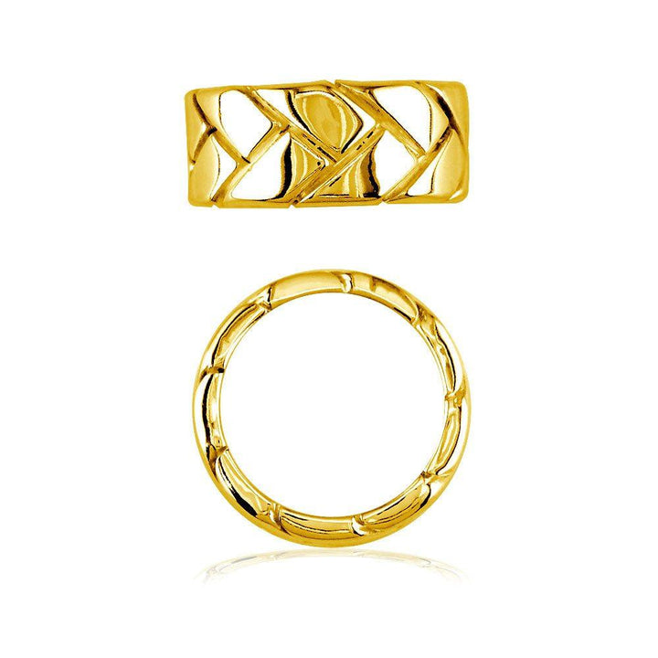 Ladies Woven Wedding Band, 9mm in 14k Yellow Gold
